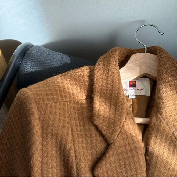 Vintage 80s/90s Tan Wool Blazer Jacket | Size M - Picture 2 of 8